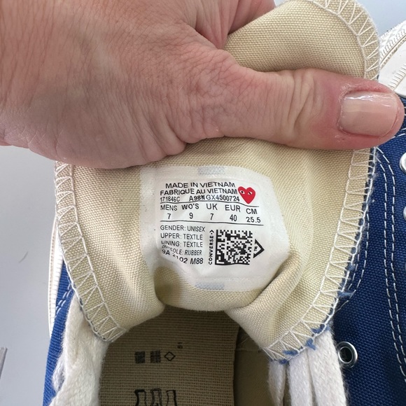 Converse + Play Comme Des Garçons blue high top sneakers - Picture 7 of 7